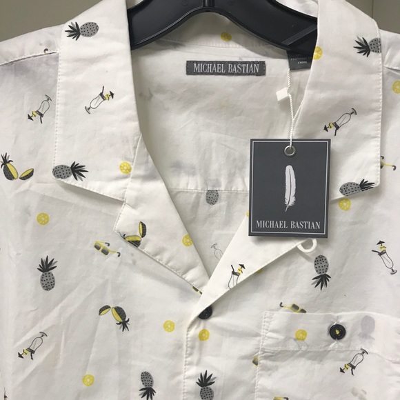 Michael Bastian Other - Pineapple Michael Bastian S/S button print sz L cruisewear NWT